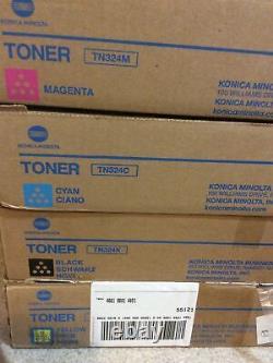 4 Genuine KONICA MINOLTA TN324 TN324K TN324Y TN324M TN324C Toner Cartridges OEM