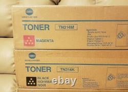 4 Genuine Konica Minolta TN314K TN314C TN314M TN314Y BCMY Toner Cartridges OEM