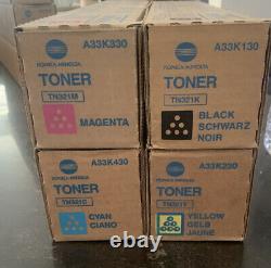 4 Genuine Konica Minolta bizhub C224 C284 C364 Toner Cartridges TN-321 TN321K