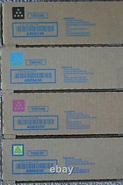 Four NEW Genuine Konica Minolta TN514K TN514C TN514M TN514Y Toner Cartridges Set