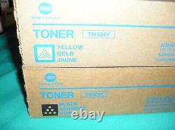 Genuine Konica Minolta TN324K and TN324Y Toner Cartridges Black/Yellow NEW