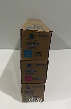 Genuine Konica Minolta TN626 Toner Cartridge Set X3 Cyan, Magenta, Yellow, NEW