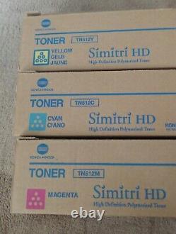 Genuine Konica Minolta Toners Lot TN512 YMC for BizHub C454/C454e/C554/C554e
