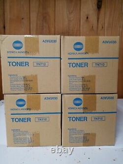 Lot of 4 Konica Minolta Toner TN712 Bizhub 654,654e, 754,754e A3VU030 Genuine