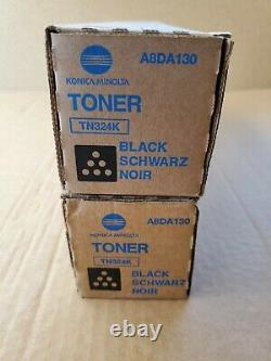 New! Lot of 2, Genuine Konica Minolta TN324K Black Toner Cartridge