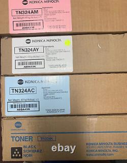 Qty 4 Genuine Konica Minolta C, M, Y, K Toner Cartridge Tn324 C, M, Y, K