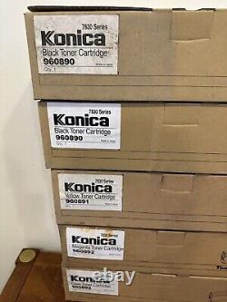 SET OF 5 Genuine Konica Minolta 960890,91,92,93 High Yield Toner Cartridge 2BYMC
