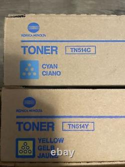 Nouveaux véritables cartouches de toner Konica Minolta TN514 Set NOIR x 2 et COULEUR A9E8130