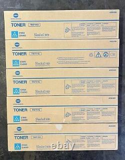 Véritable lot de 5 toners cyan Konica Minolta TN711C (A3VU430) neufs dans leur emballage